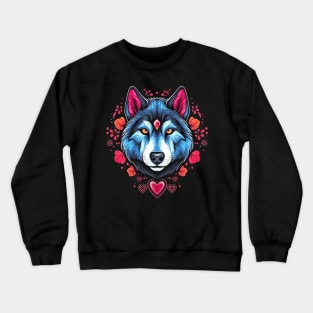 Alaskan Husky Valentine Day Crewneck Sweatshirt